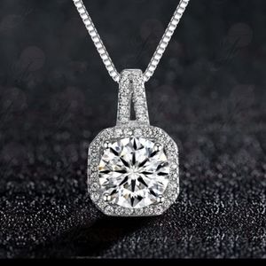 Clear crystal silver plated necklace, pendant